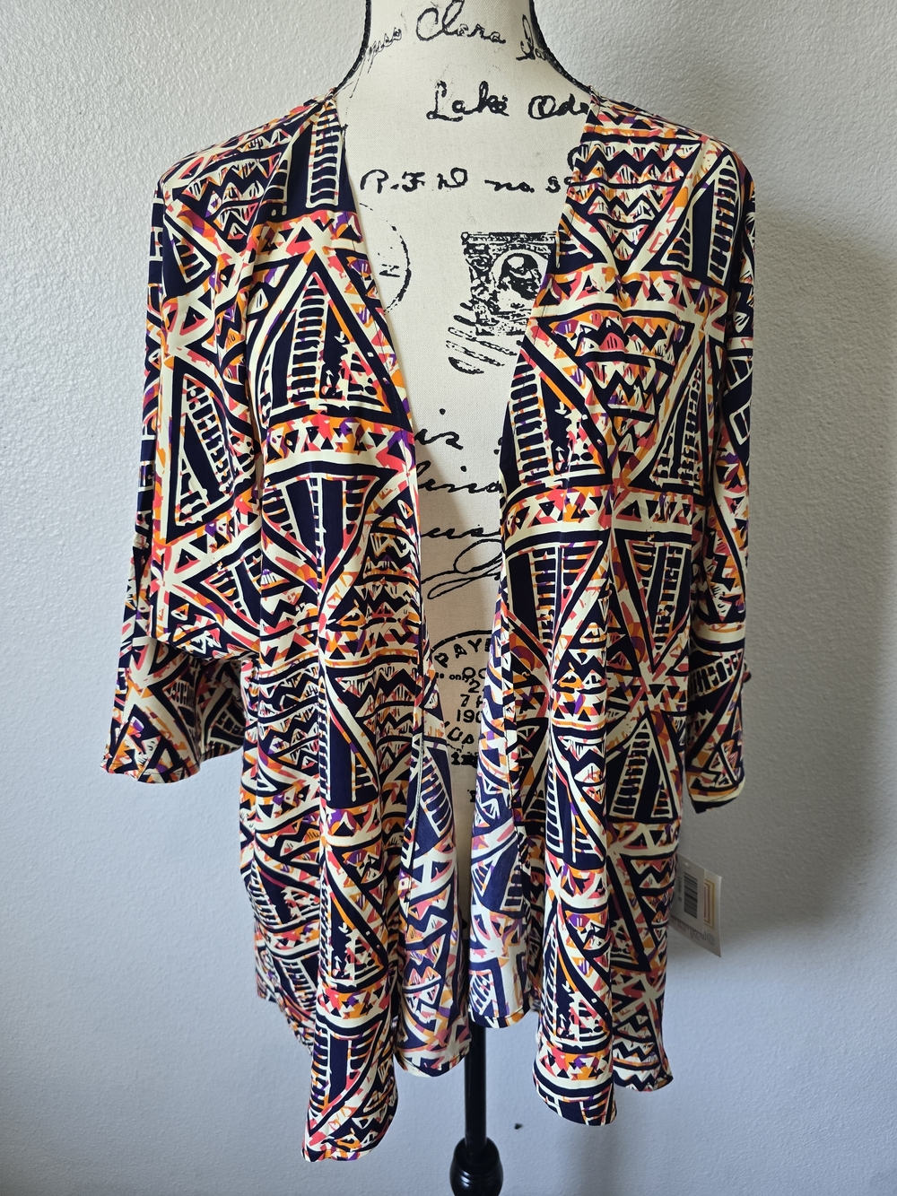 NWT Lularoe Lindsay Kimono Open Front Geometric Print M - Picture 9 of 10